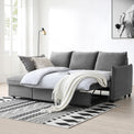 Thalia Grey Velvet 3 Seater Corner Chaise Sofa Bed