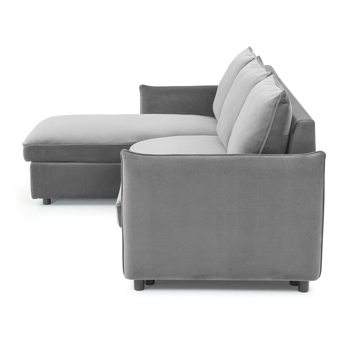 Thalia Grey Velvet 3 Seater Corner Chaise Sofa Bed