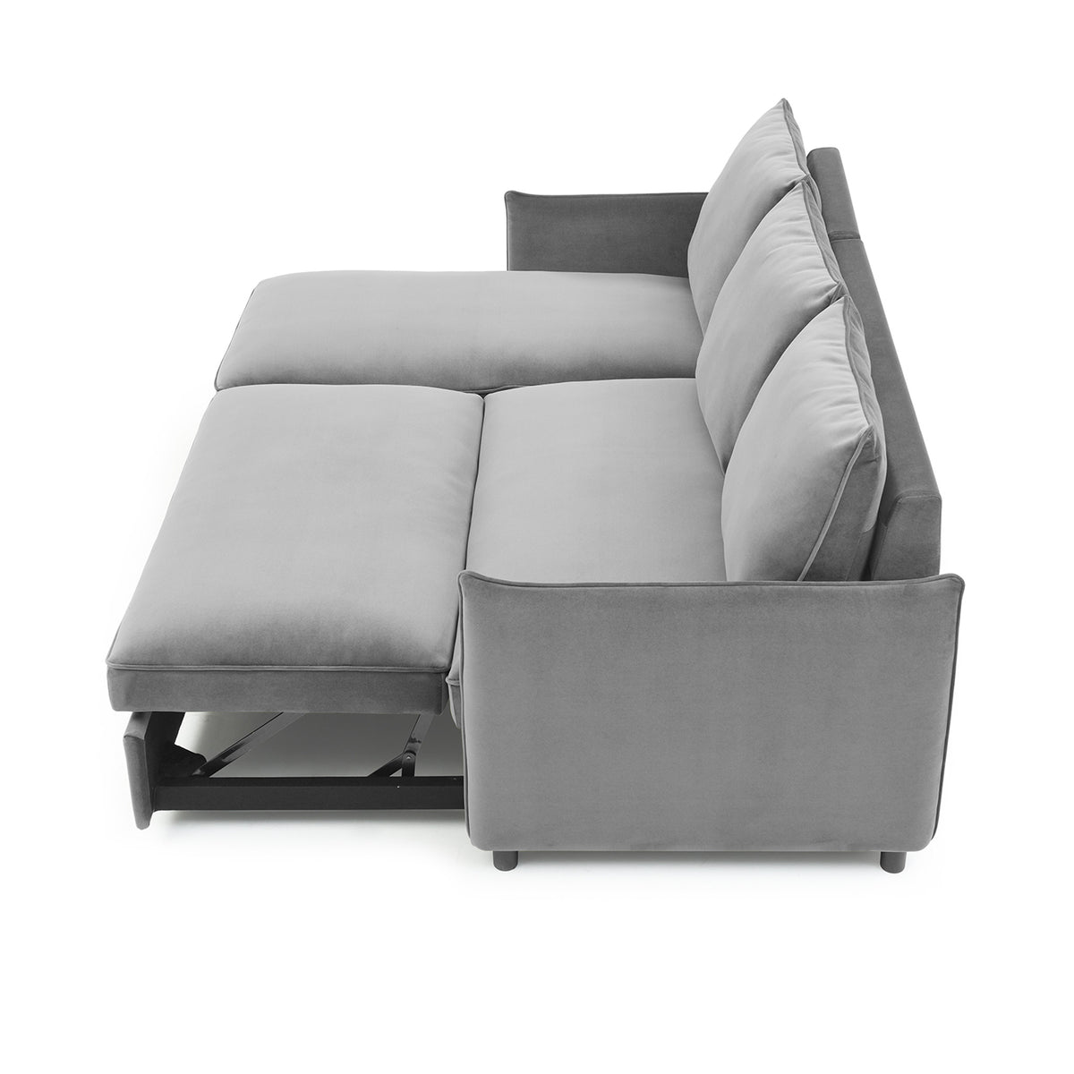 Thalia Grey Velvet 3 Seater Corner Chaise Sofa Bed