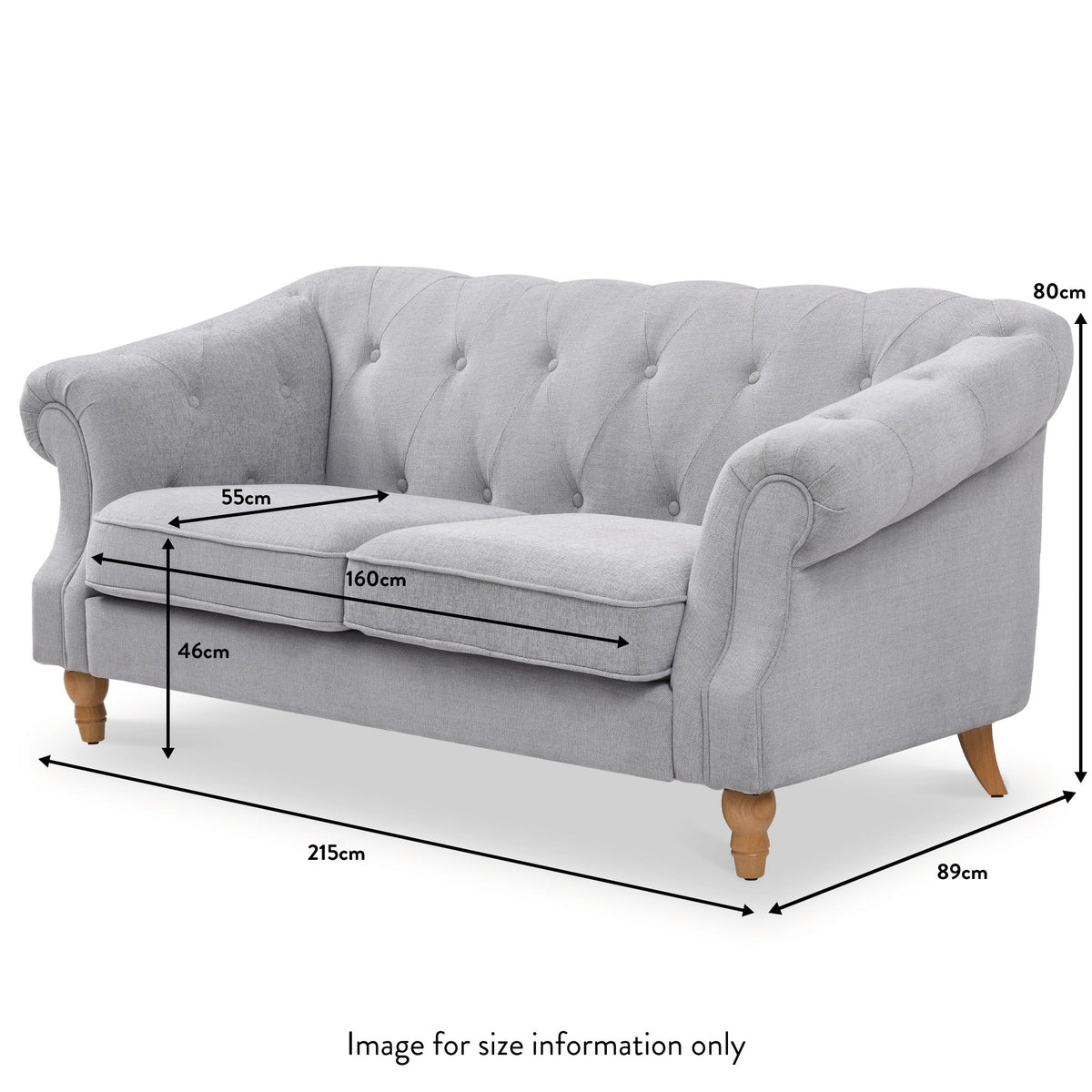 Darius Chesterfield 3 Seater Sofa dimensions