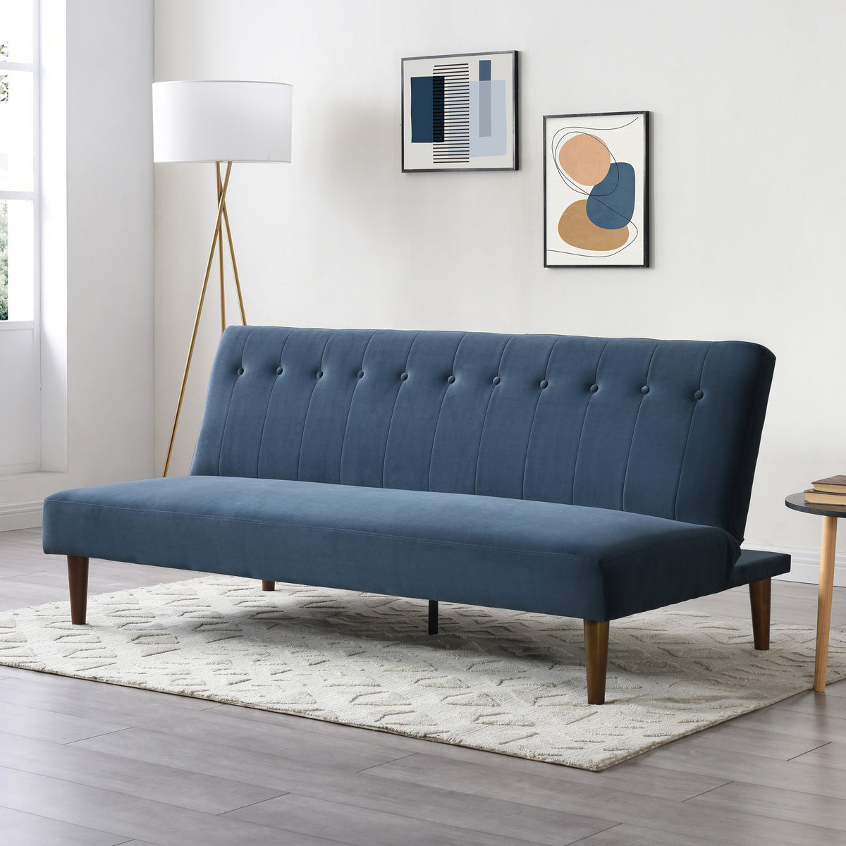 Shelby Ink Blue Velvet Clik Clak Sofa Bed