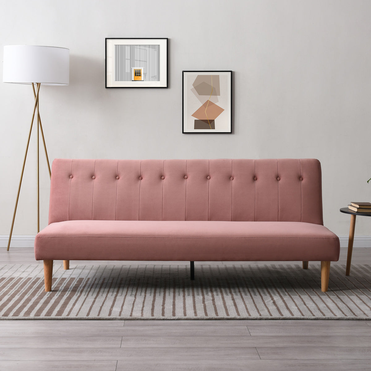 Shelby Dusty Pink Velvet Clik Clak Sofa Bed for living room