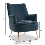 Freddie Grey Velvet Armchair dimensions