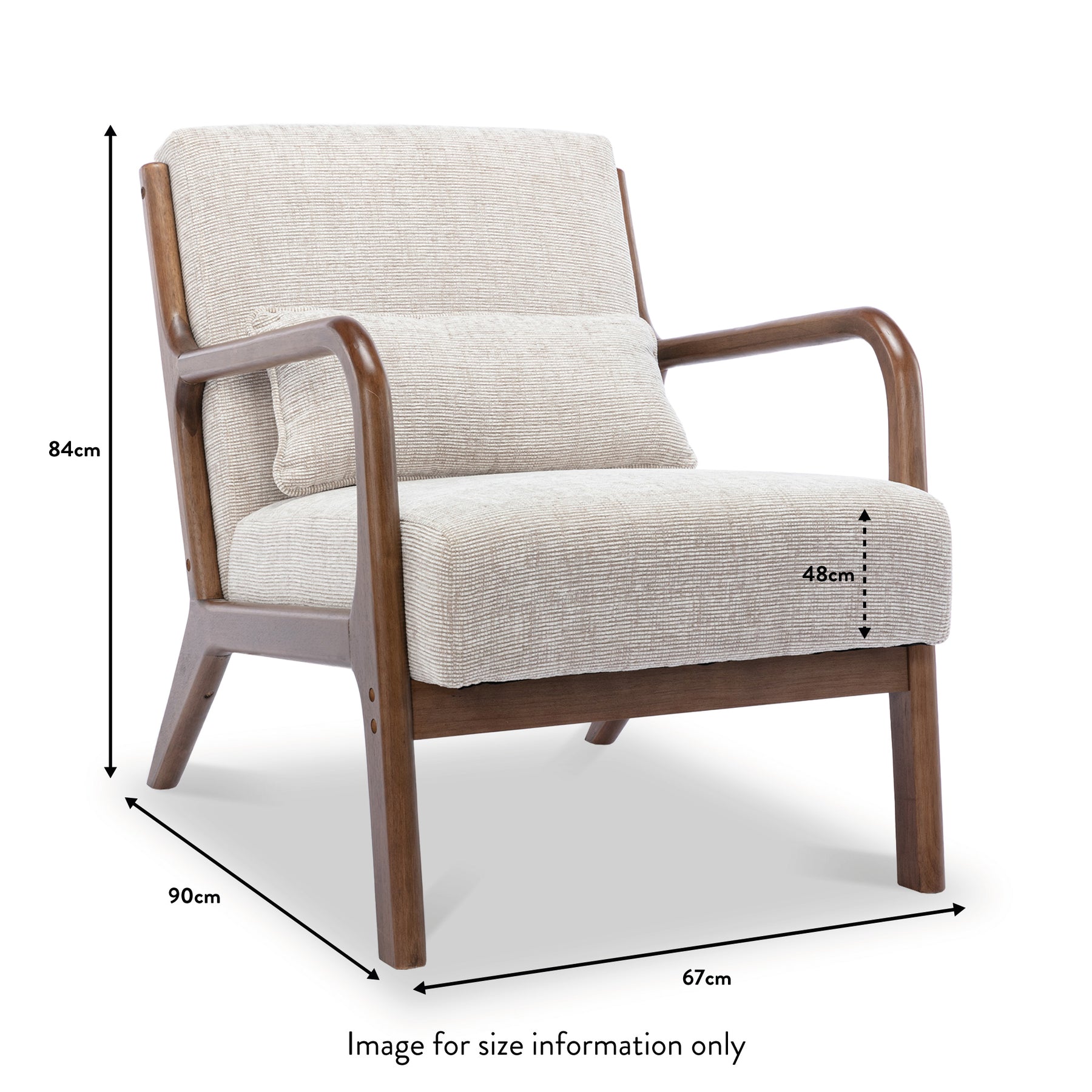 Khali Natural Upholstered Modern Vintage Armchair dimensions