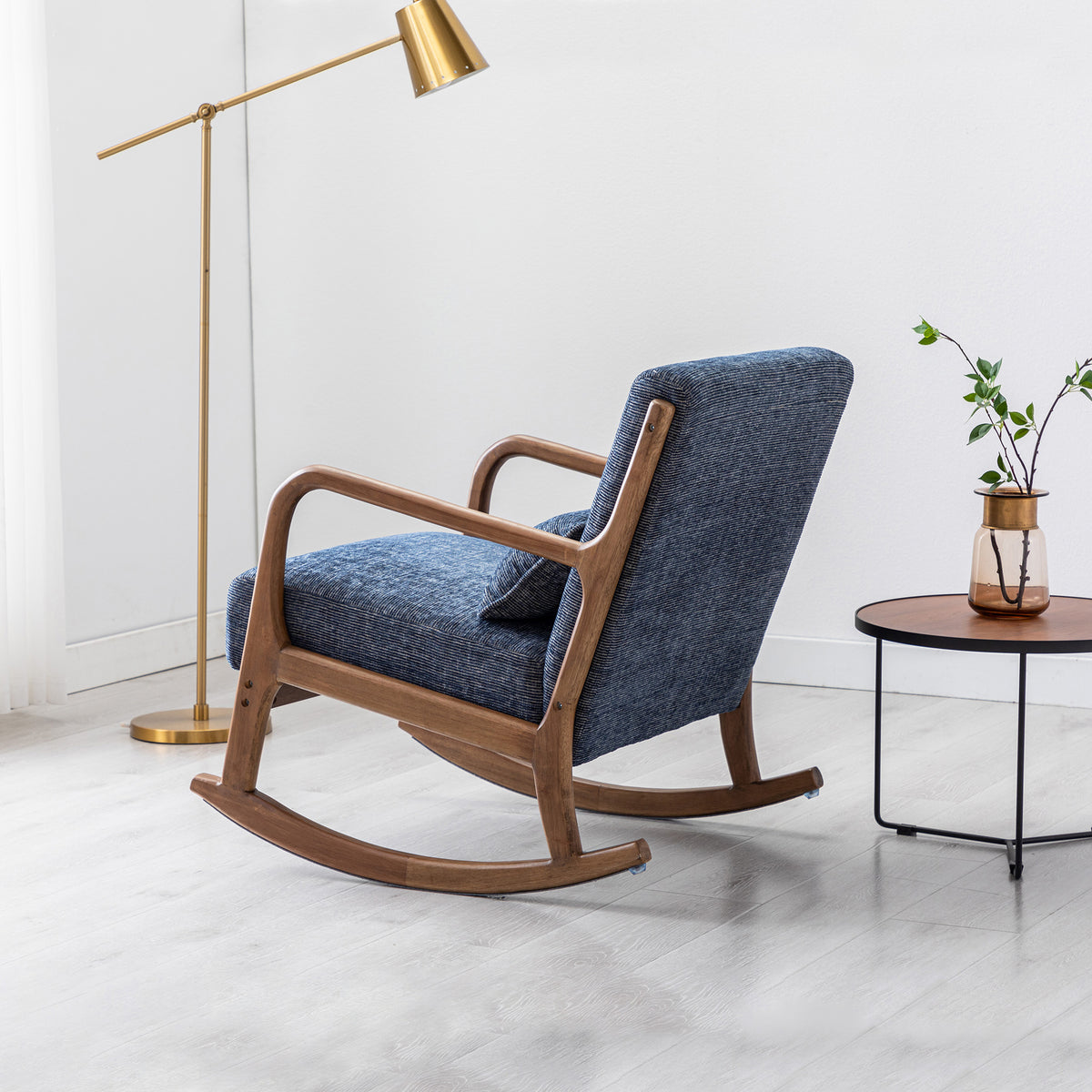 Khali Navy Blue Modern Vintage Rocking Chair for living room