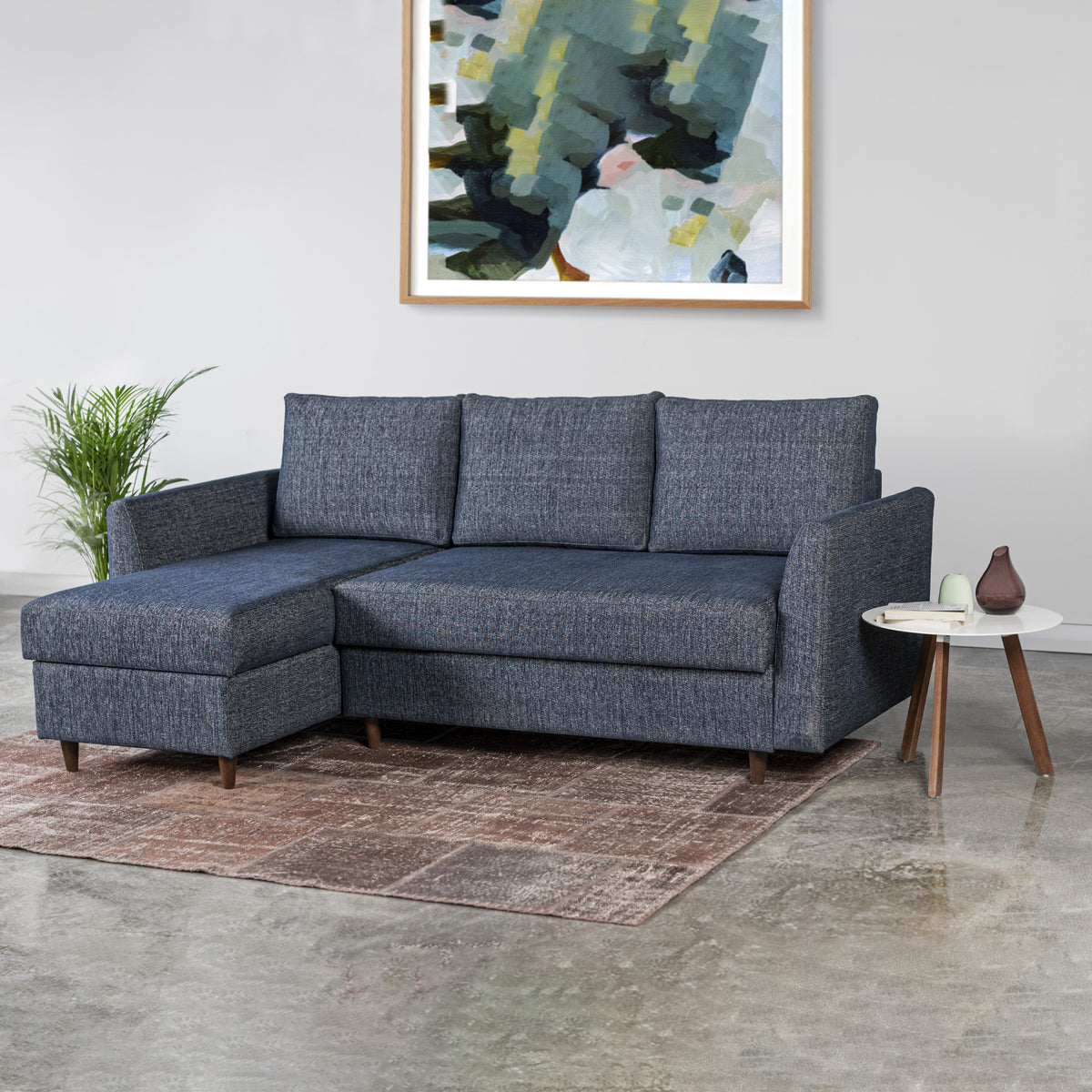Millen Navy Blue Convertible Sofa
