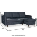 Millen Navy Blue Chaise Sofa Bed dimensions