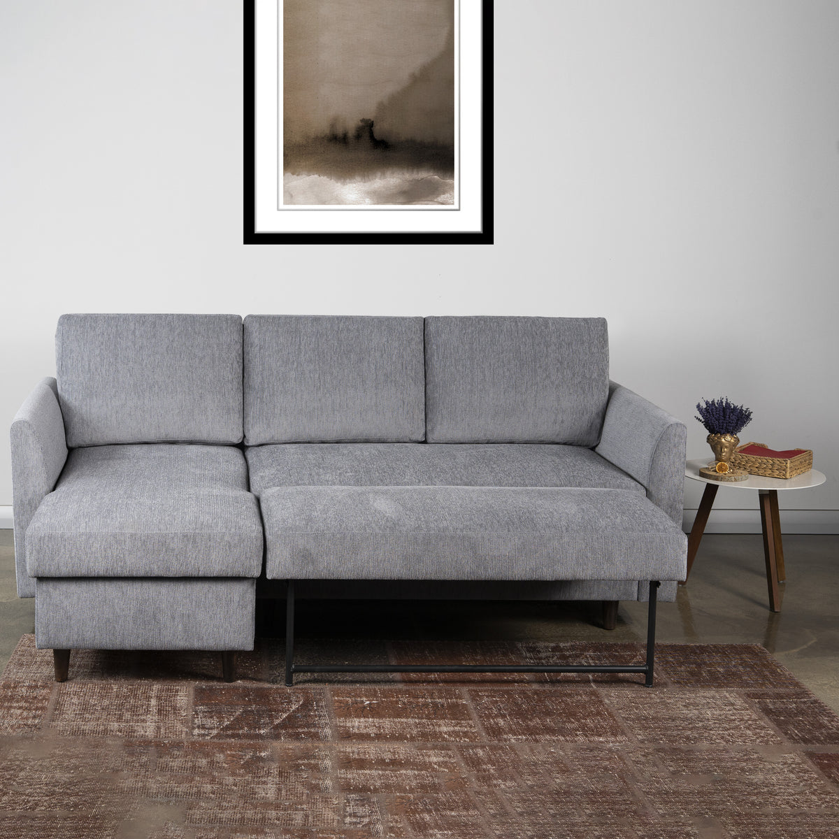 Millen Grey Chaise Convertible Sofa