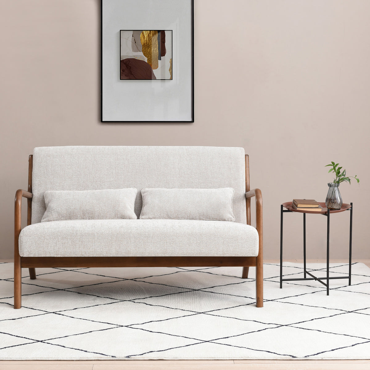 Khali Mid Century Modern 2 Seater Sofa | Chenille Fabric | Roseland