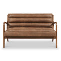Jacques Brown Ribbed Faux Leather 2 Seater Loveseat