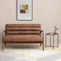 Jacques Brown Ribbed Faux Leather 2 Seater Sofa for living room