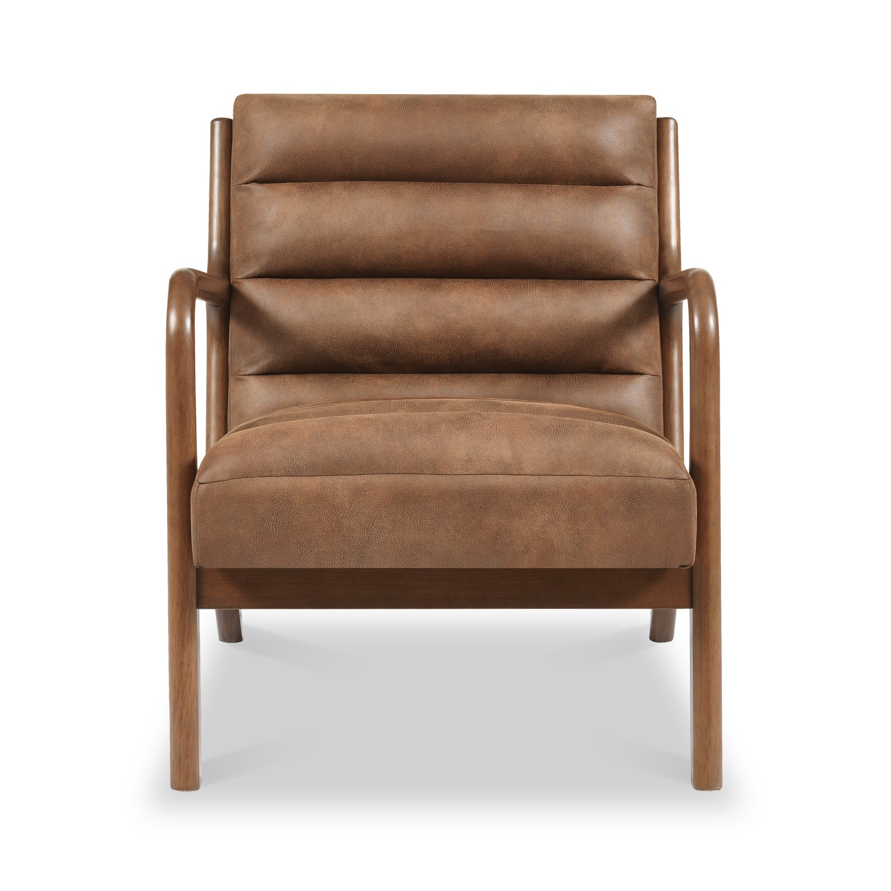 Jacques Brown Ribbed Faux Leather Armchair