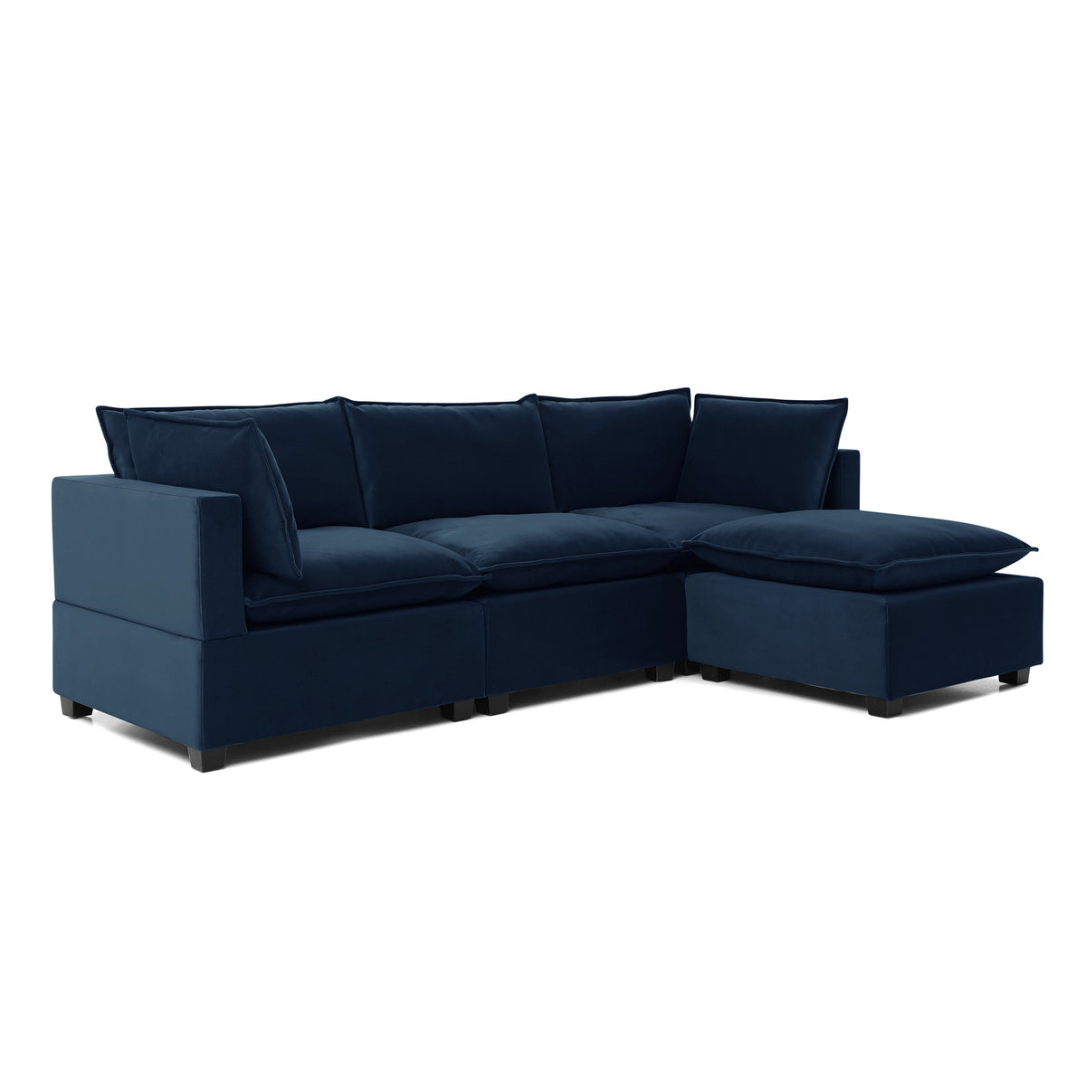 Theo Navy 3 Seater Velvet Chaise Coiuch
