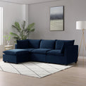 Theo Navy 3 Seater Velvet Chaise Sofa