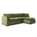 Theo Olive Green 3 Seater Velvet Chaise Couch