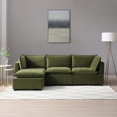 Theo 3 Seater Velvet Chaise Sofa