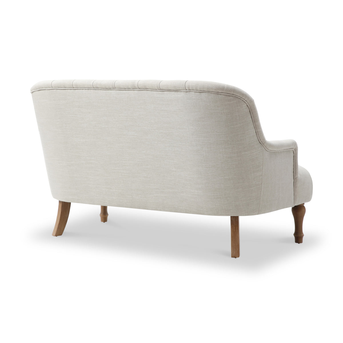 Bianca 2 Seater Cream Linen Sofa | Button Tufting | Wooden Legs