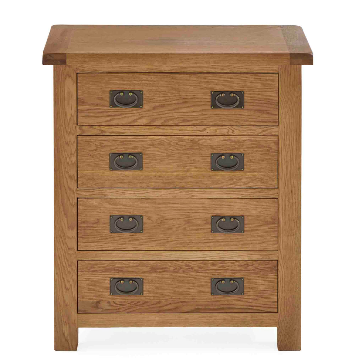 Zelah Oak 4 Drawer Chest - Front view showing top