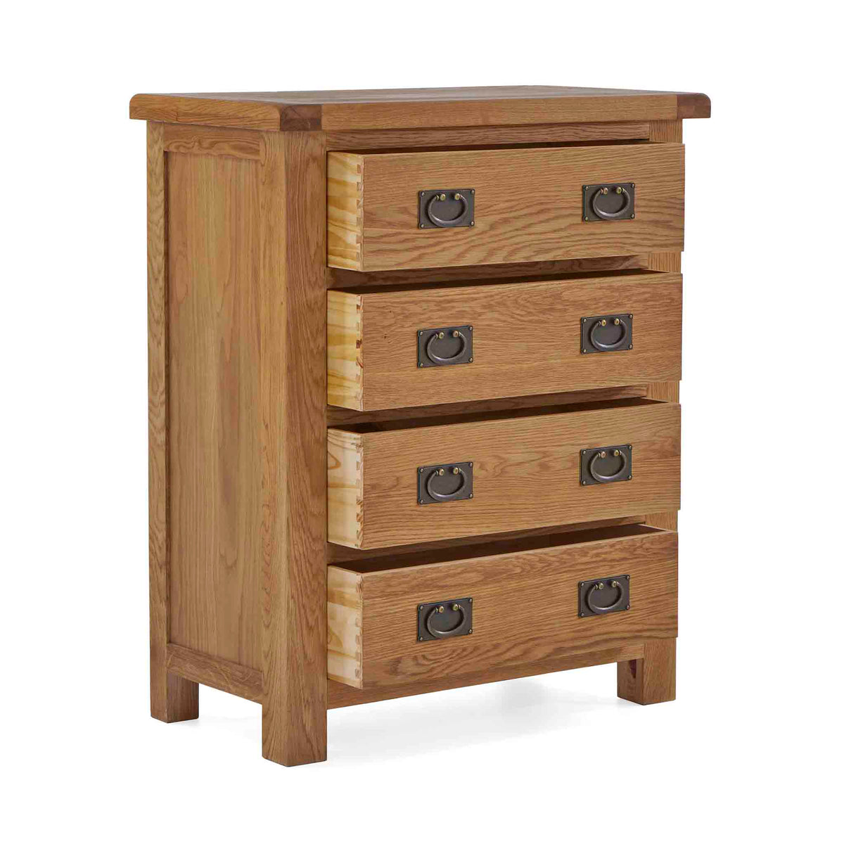 Zelah Oak 4 Drawer Chest - With All Drawers open