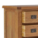 Zelah Oak 3+3 Drawer Chest of Drawers - Close up of dovetail joints on drawers