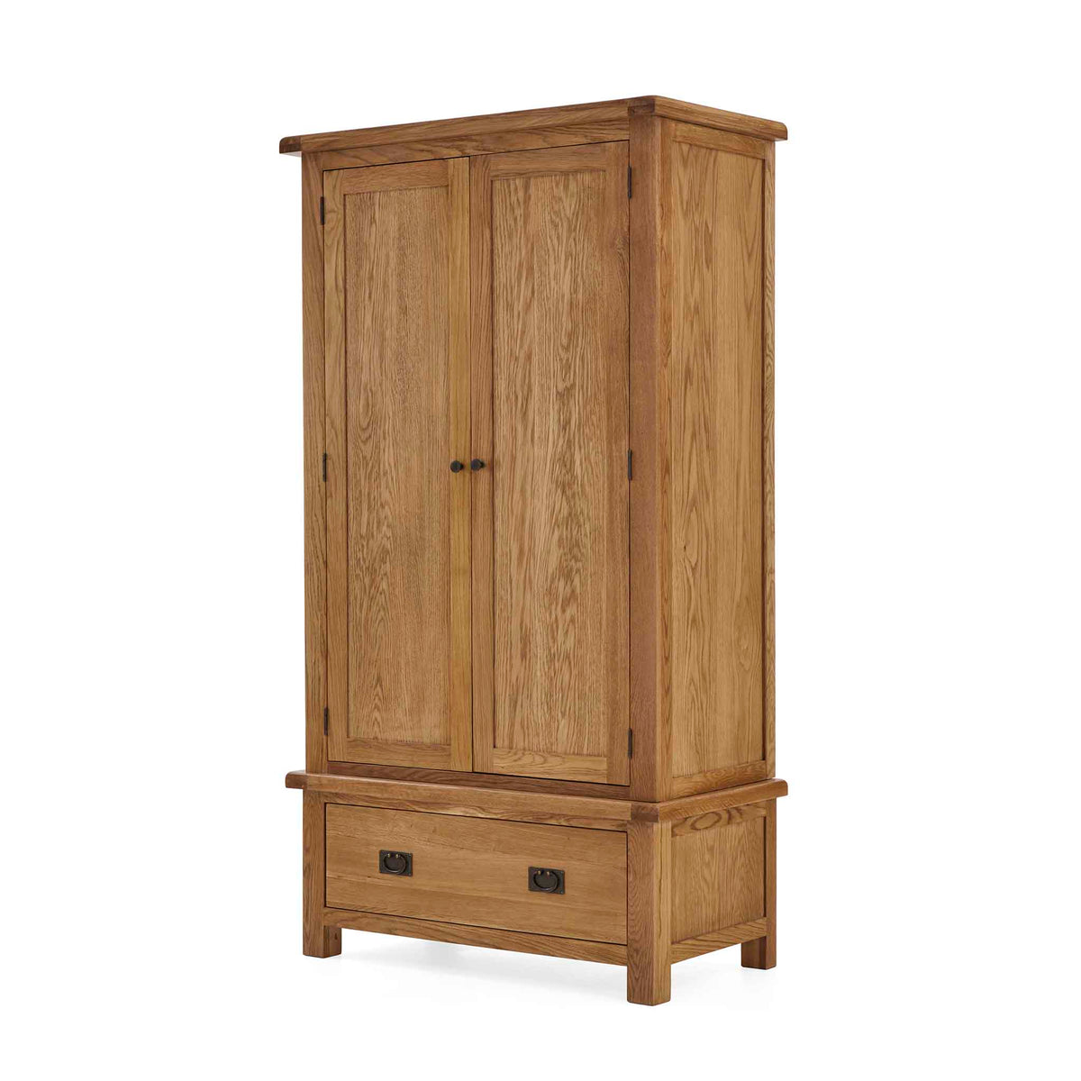 Zelah Oak Double Wardrobe with Drawer - Side view
