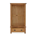 Zelah Oak Double Wardrobe with Drawer - Front view with wardrobe and drawer open