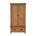 Zelah Oak Double Wardrobe with Drawer - Front on  view