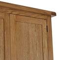 Zelah Oak Double Wardrobe with Drawer - Close up of top