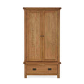 Zelah Oak Double Wardrobe with Drawer - Front on  view