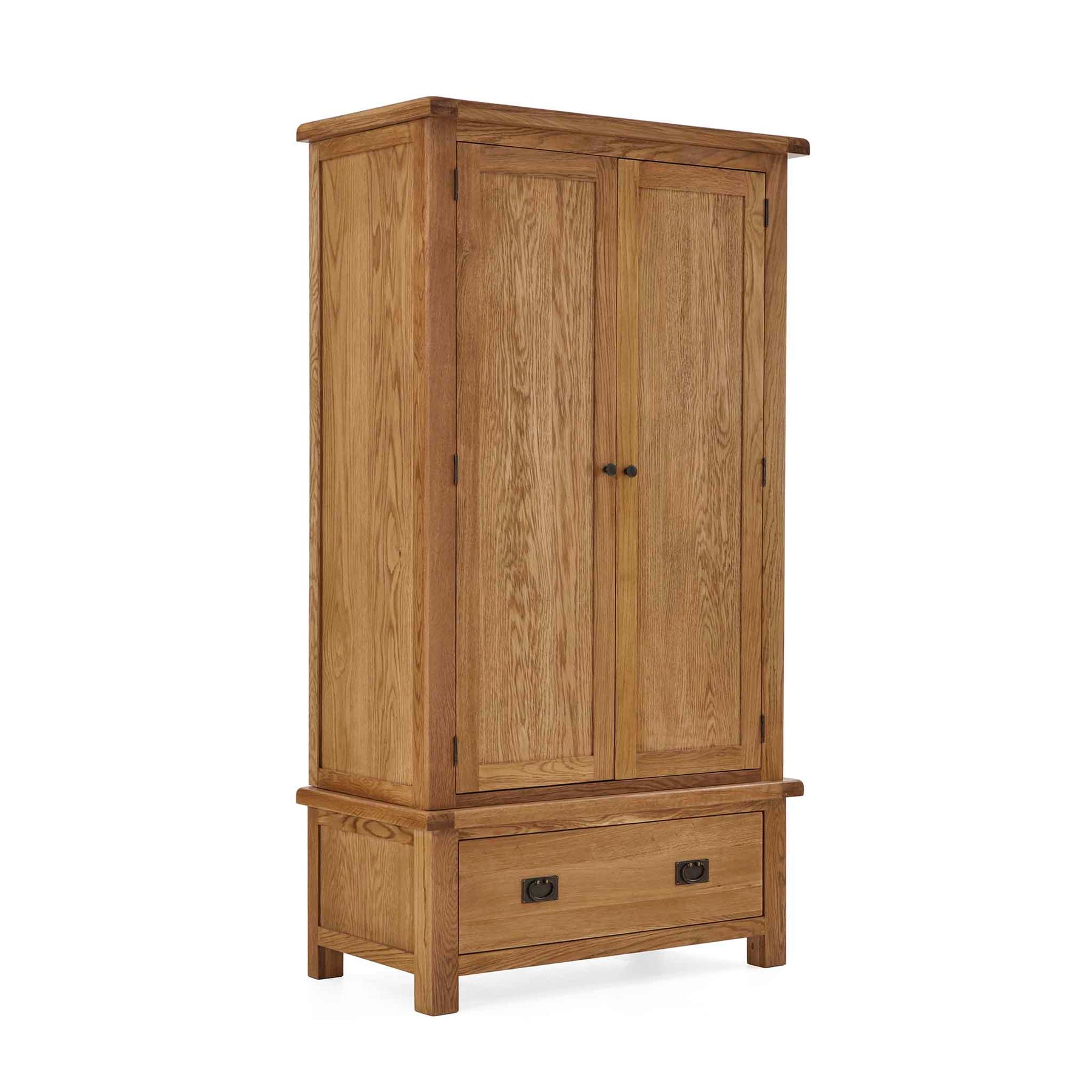 Zelah Oak Double Wardrobe with Drawer by Roseland Furniture