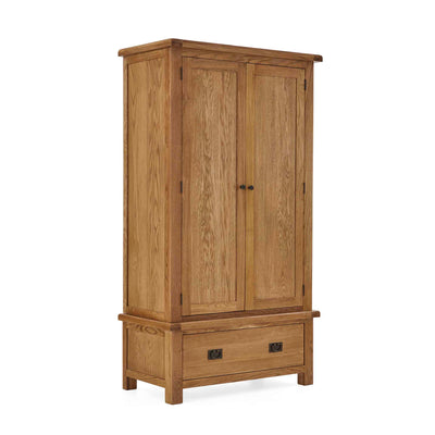 Zelah Oak Double Wardrobe with Drawer