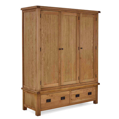 Zelah Oak Triple Wardrobe with Drawers