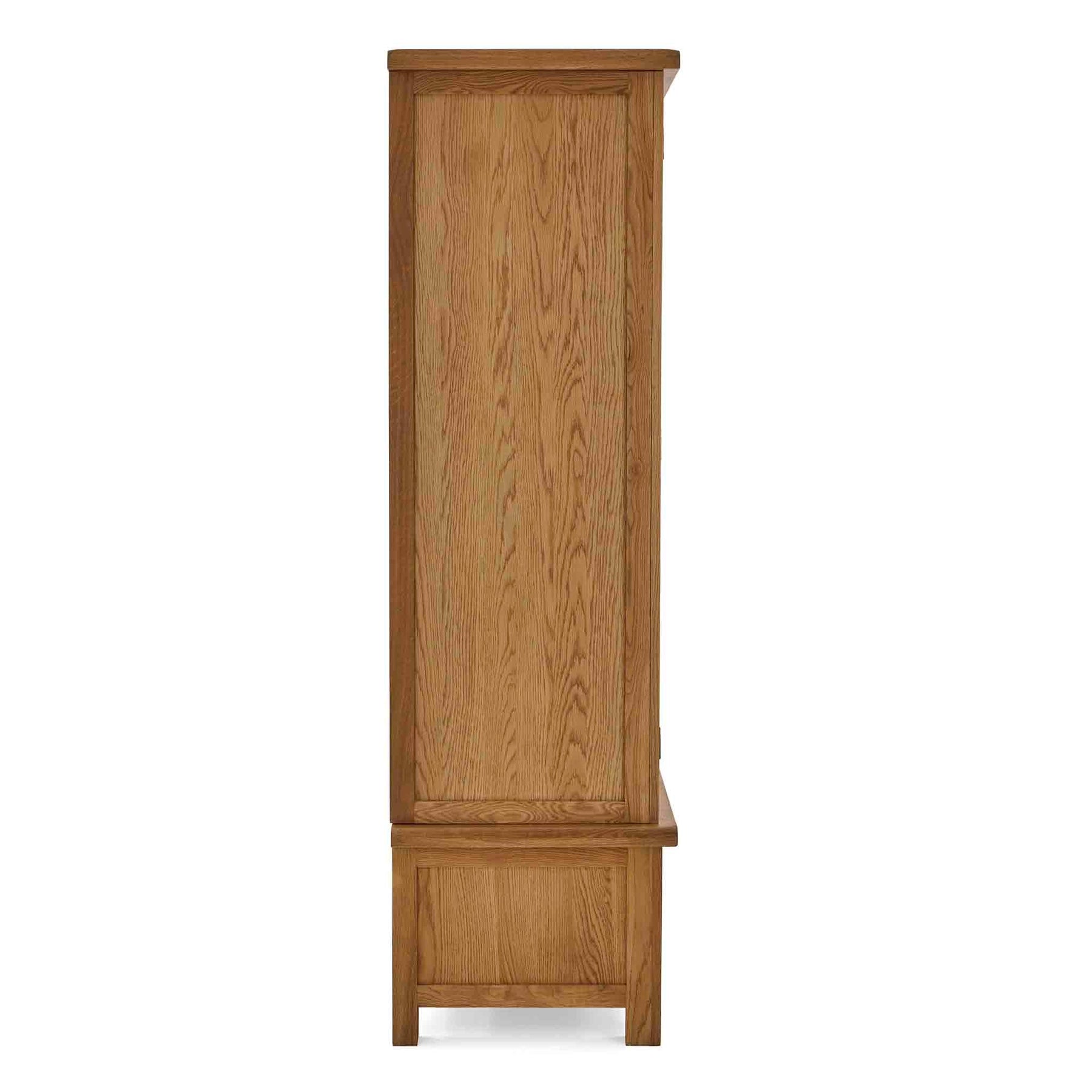 Zelah Oak Triple Wardrobe with Drawers - Side on view of triple wardrobe