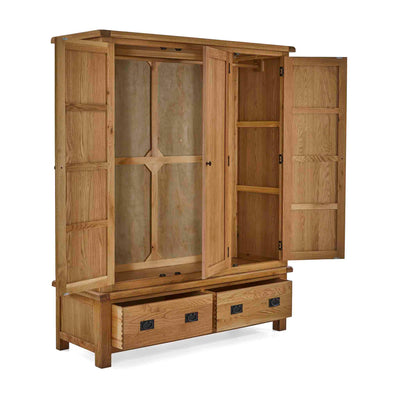 Zelah Oak Triple Wardrobe with Drawers