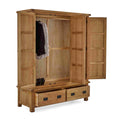 Zelah Oak Triple Wardrobe with Drawers - With wardrobe and drawers open