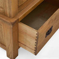 Zelah Oak Triple Wardrobe with Drawers - Close up of dovetail joints on drawer