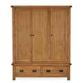 Zelah Oak Triple Wardrobe with Drawers - Front view