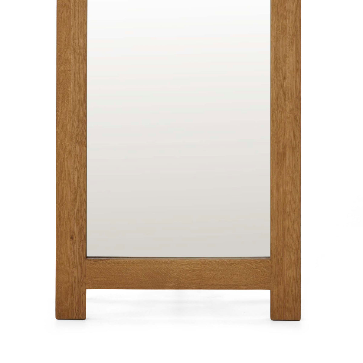 Zelah Oak Cheval Mirror - Close up of base of mirror