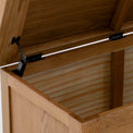 Zelah Oak Blanket Box - Close up of hinges