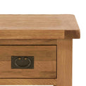 Zelah Oak Lamp Table with Drawer - Close up of top
