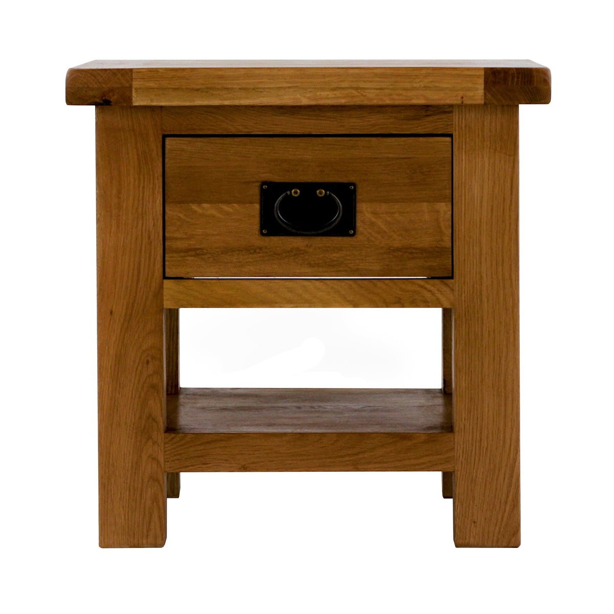 Zelah Oak Lamp Table with Drawer - Front view