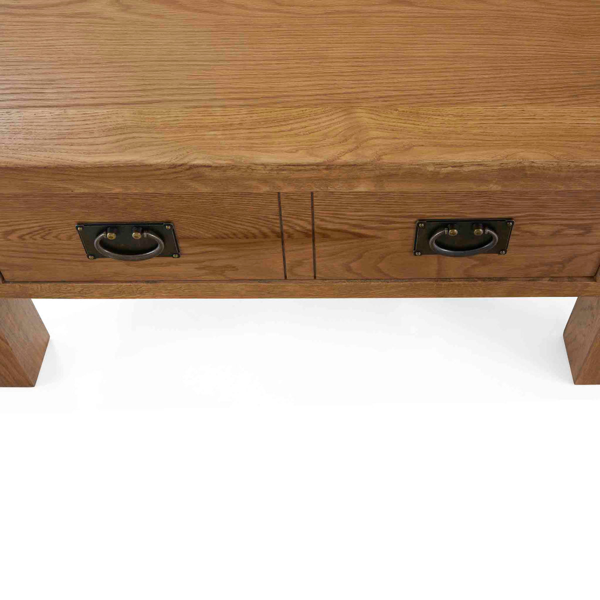 Zelah Oak Coffee Table with Drawer - Close up of drawer front