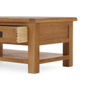 Zelah Oak Large Coffee Table - Close up of side of table