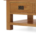 Zelah Oak Large Coffee Table - Close up of lower shelf