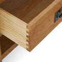 Zelah Oak Large Coffee Table - Close up of dovetail joints on drawer