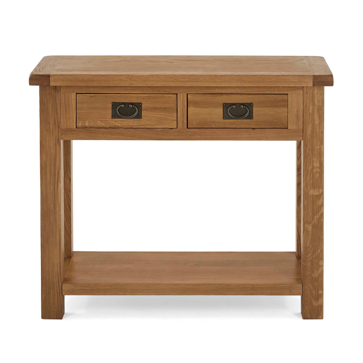 Zelah Oak Console Table - Front view with top showing