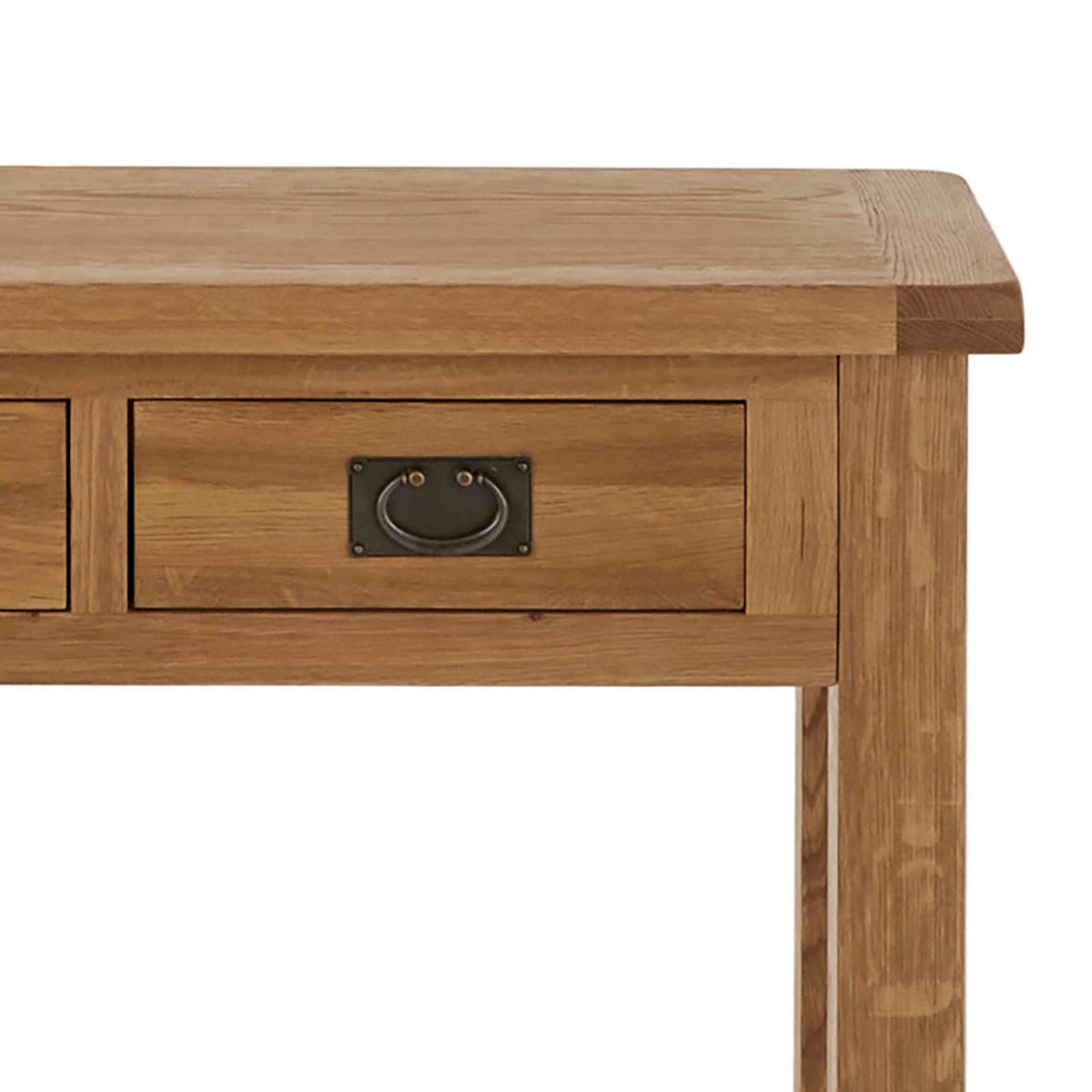 Zelah Oak Console Table - Close up of drawer front