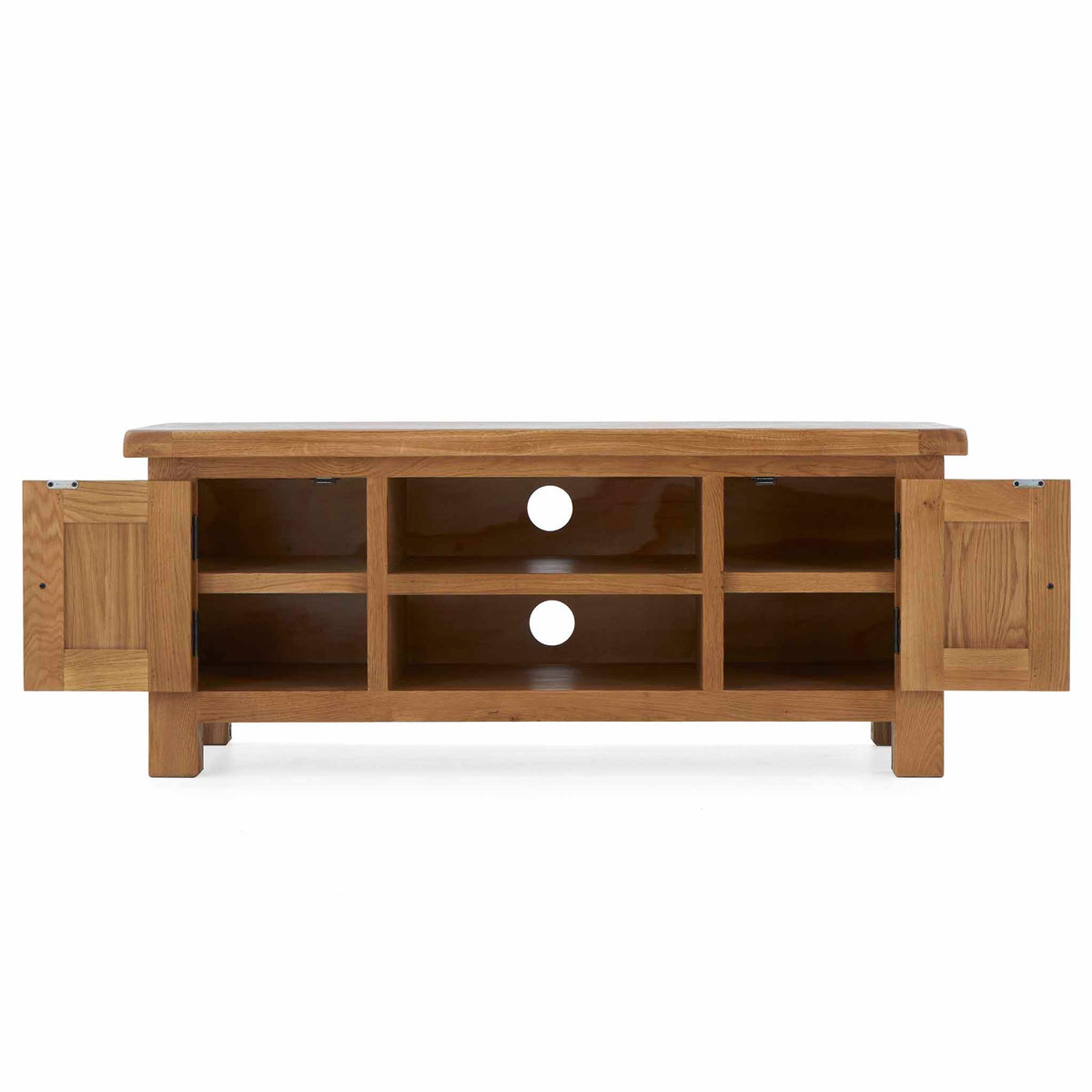 Zelah Oak 120cm TV Stand - Front View with doors open