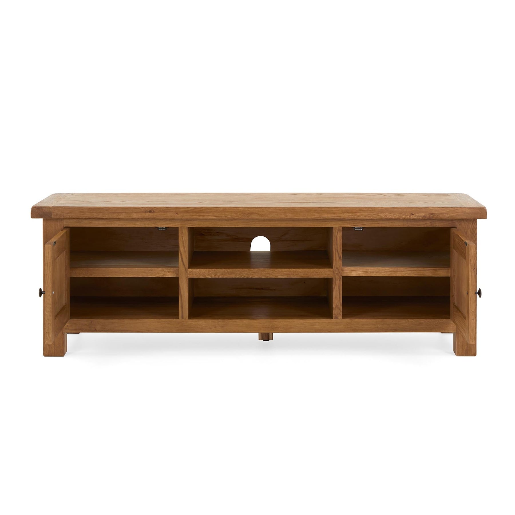 Zelah Oak 150cm TV Stand - Front view with doors open