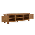 Zelah Oak 150cm TV Stand - Side view with doors opening